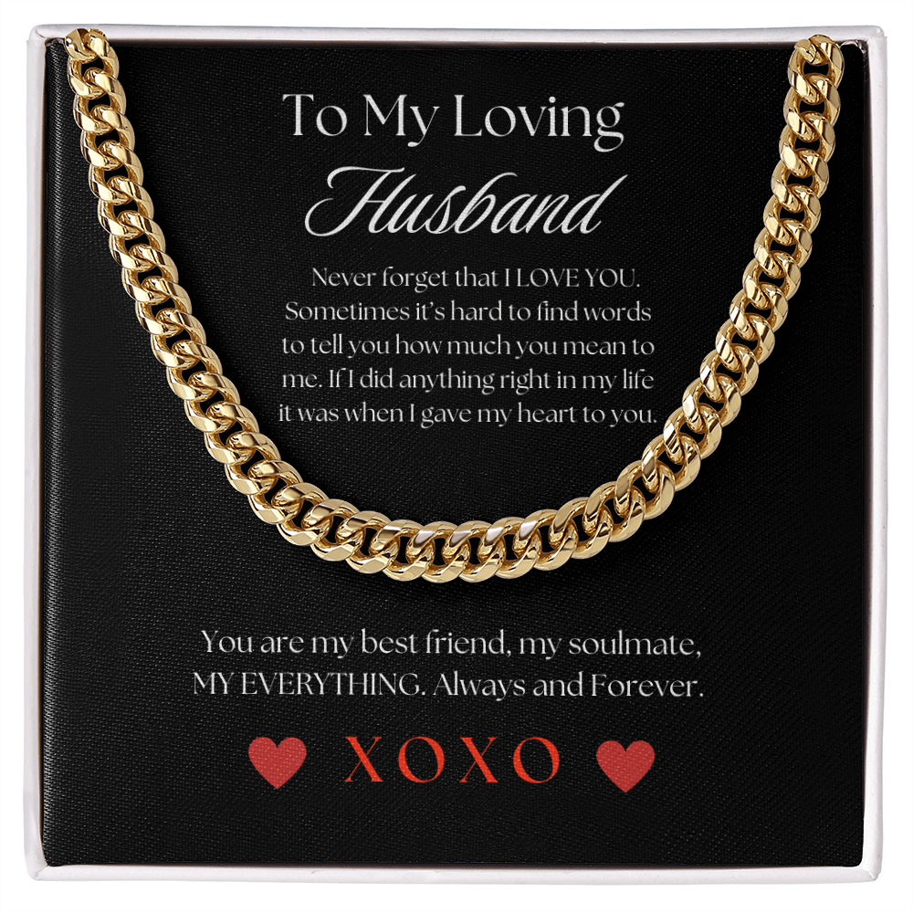 To my husband Cuban Chain Link necklace with personal message