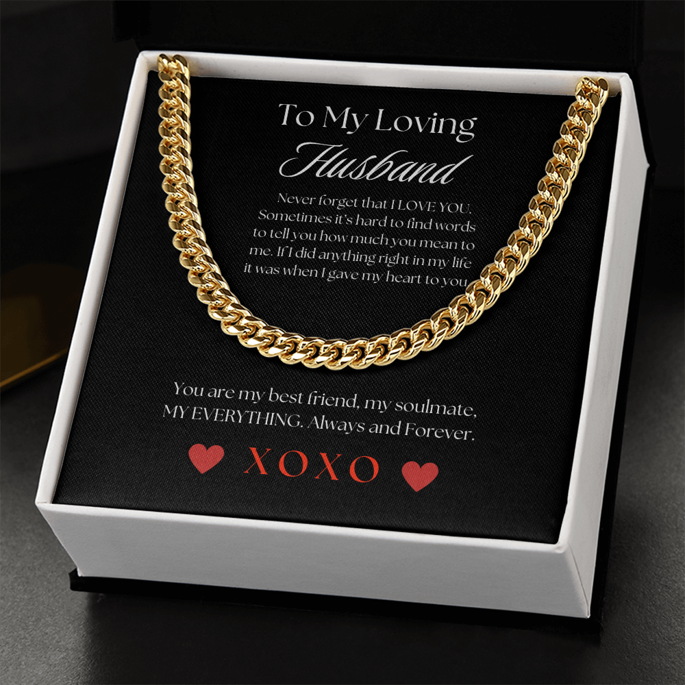 To my husband Cuban Chain Link necklace with personal message