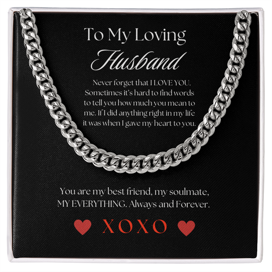 To my husband Cuban Chain Link necklace with personal message