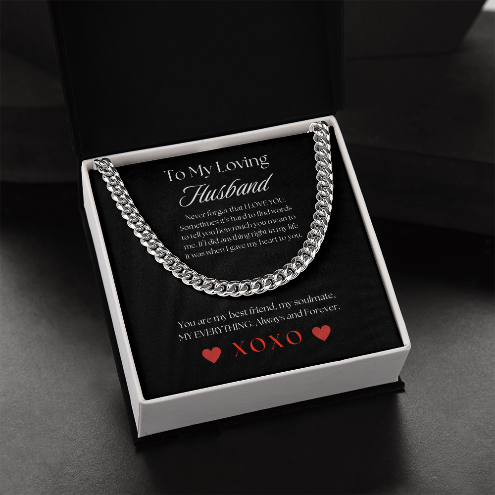 To my husband Cuban Chain Link necklace with personal message